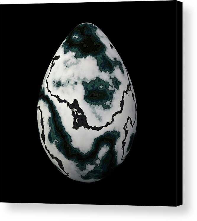 Series Acrylic Print featuring the digital art White and Green Marble Egg by Hakon Soreide