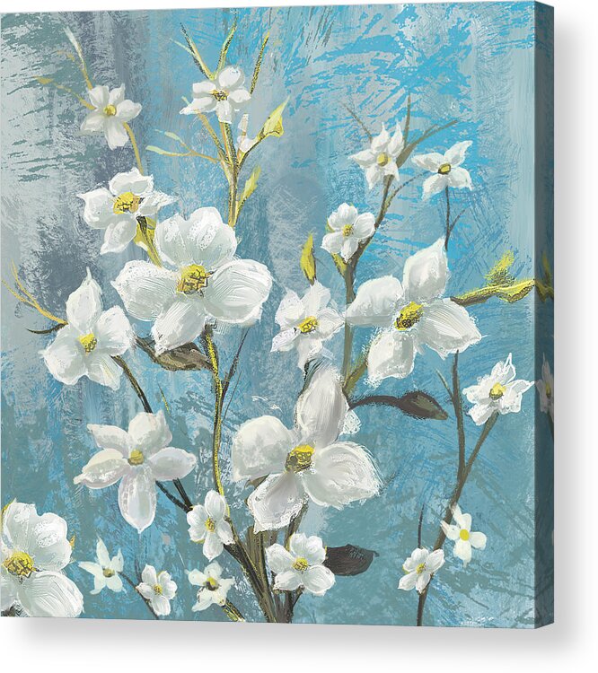 Flower Acrylic Print featuring the painting White Bloom by Anthony Christou