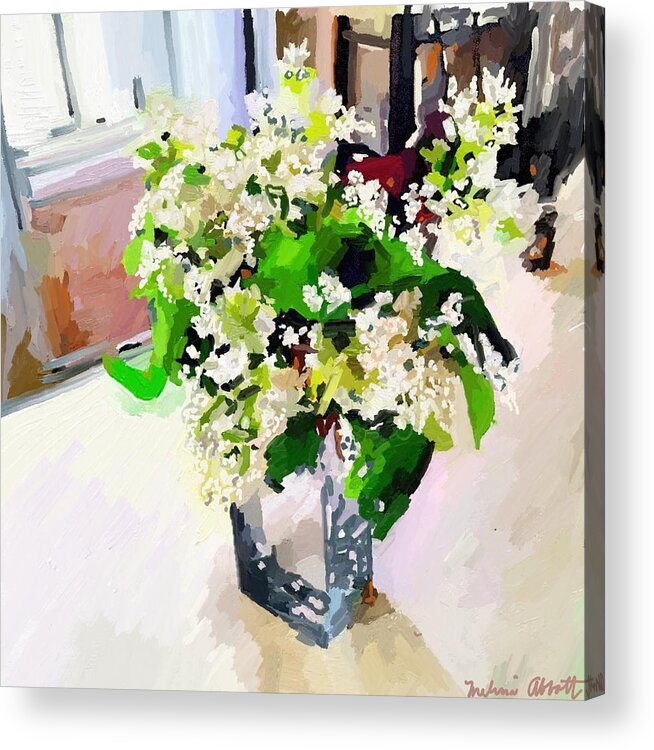 Flowers Acrylic Print featuring the painting White Lilacs by Melissa Abbott