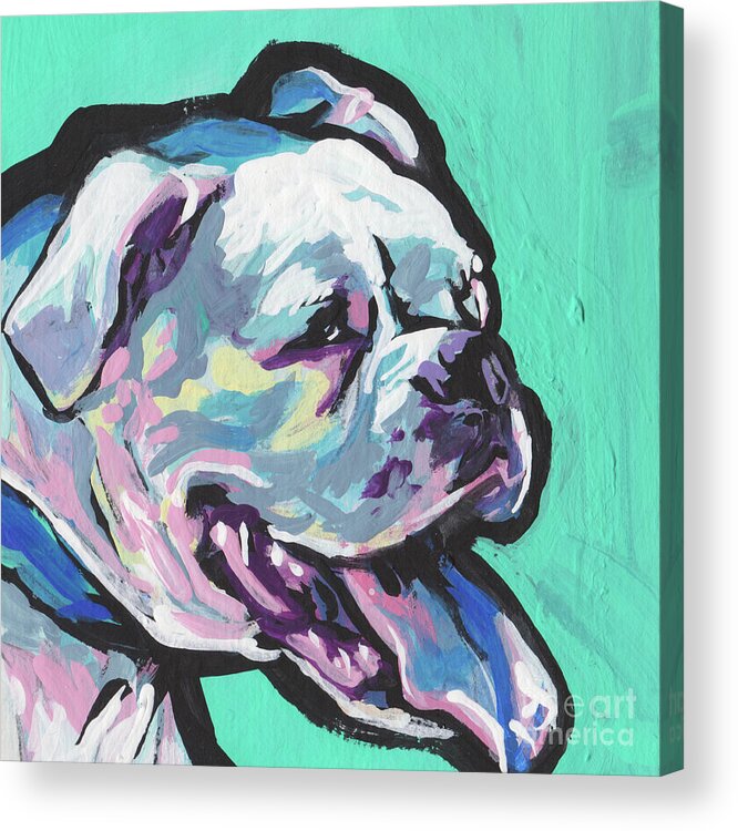 Boxer Dog Portrait Acrylic Print featuring the painting Whitey Boxer Boy by Lea
