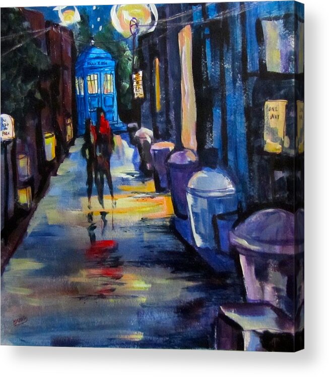 Tardis Acrylic Print featuring the painting Who's Heading Back by Barbara O'Toole