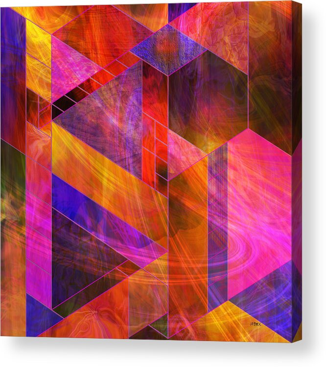 Abstract Acrylic Print featuring the digital art Wild Fire - Square Version by Studio B Prints