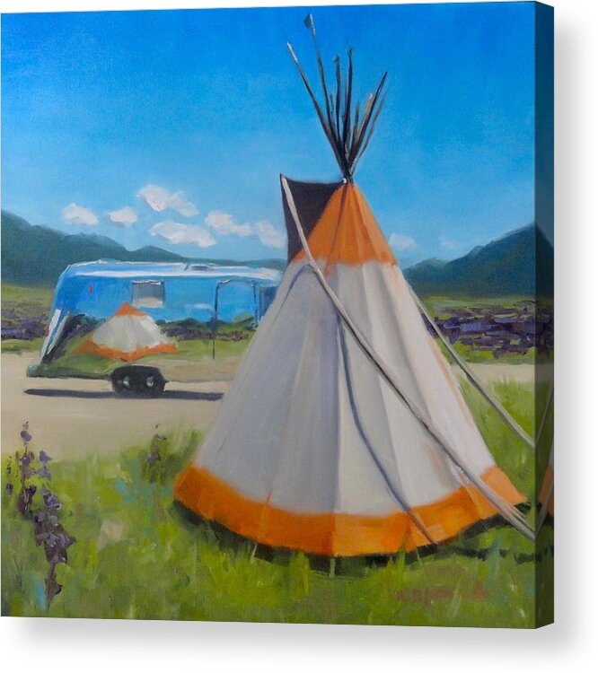 Airstream Acrylic Print featuring the painting Wildflowers in Angel Fire by Elizabeth Jose