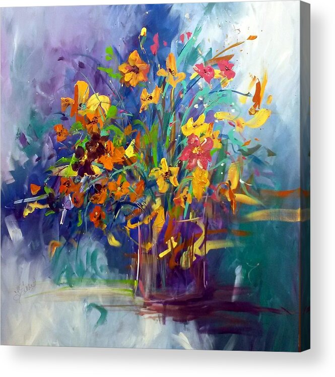 Flowers Acrylic Print featuring the painting Wildflowers by Terri Einer