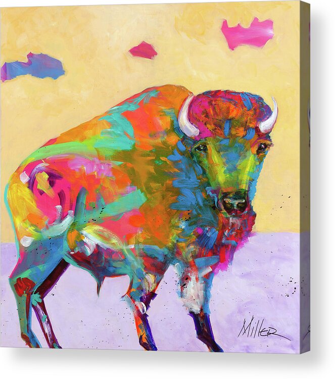 Buffalo Acrylic Print featuring the painting Windswept by Tracy Miller