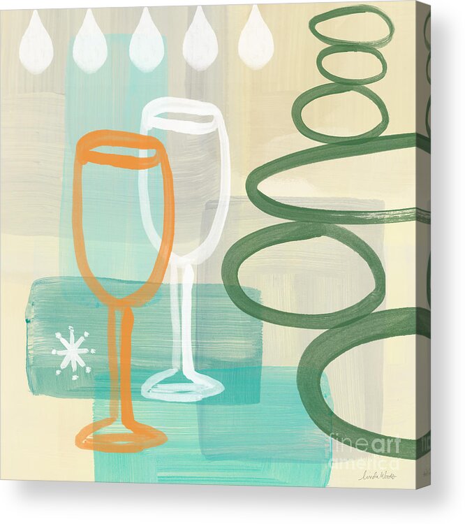 Wine Acrylic Print featuring the painting Wine For Two by Linda Woods