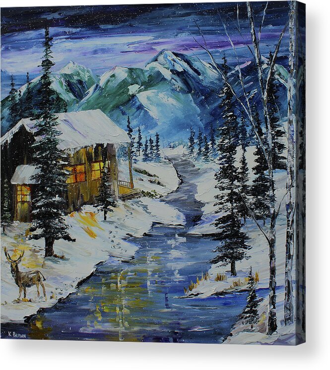 Winter Acrylic Print featuring the painting Winter Mountains by Kevin Brown