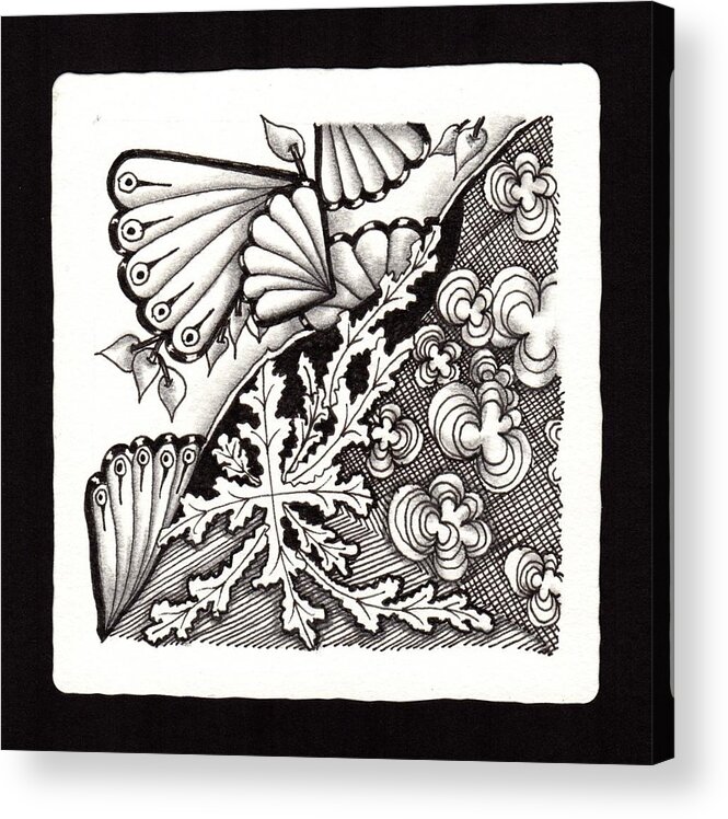 Zentangle Acrylic Print featuring the drawing Winter Spring Summer 'n Fall by Jan Steinle