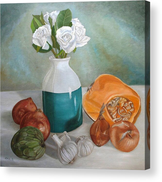 Still Life Acrylic Print featuring the painting Winter Still Life by Angeles M Pomata