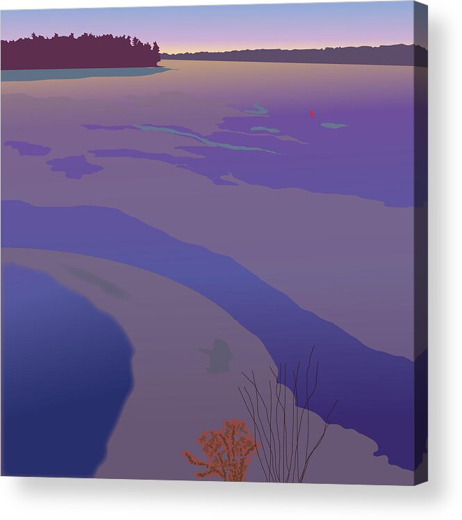 Lake Acrylic Print featuring the painting Winter Sunset by Marian Federspiel