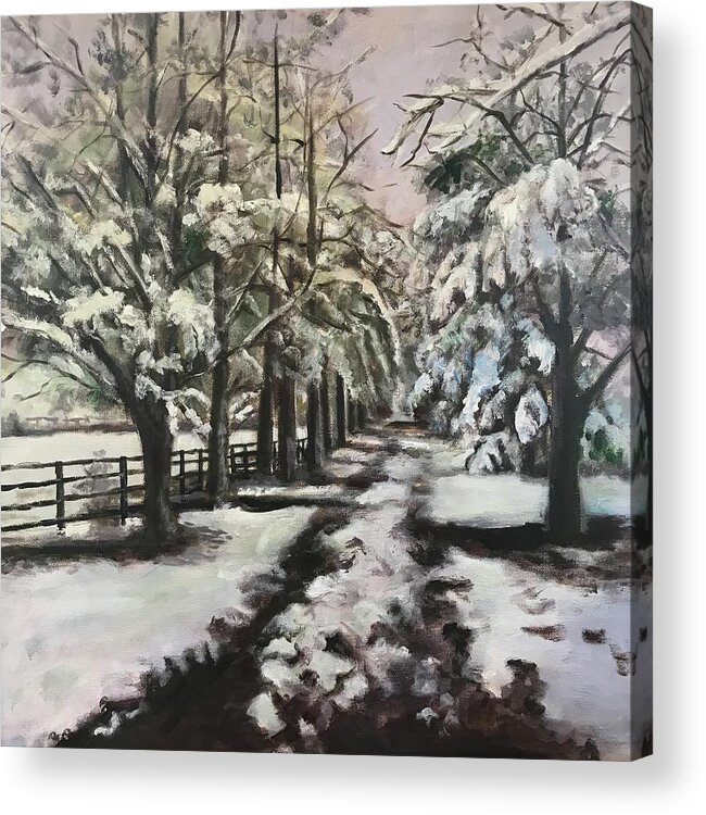 Winter Acrylic Print featuring the painting Winter walk by Gloria Smith