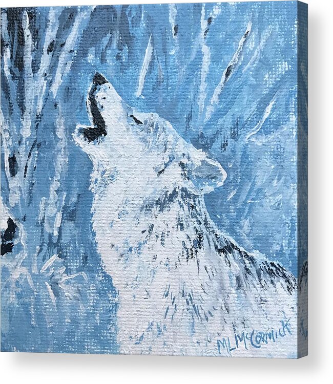 Wolf Acrylic Print featuring the painting Wolf of the Tetons by ML McCormick