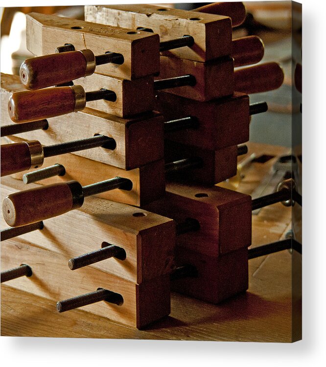 Tools Acrylic Print featuring the photograph Wooden Clamps by Wilma Birdwell