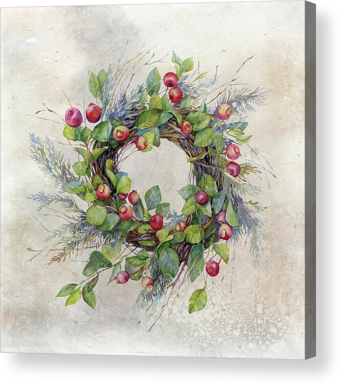 Berries Acrylic Print featuring the digital art Woodland Berry Wreath by Colleen Taylor