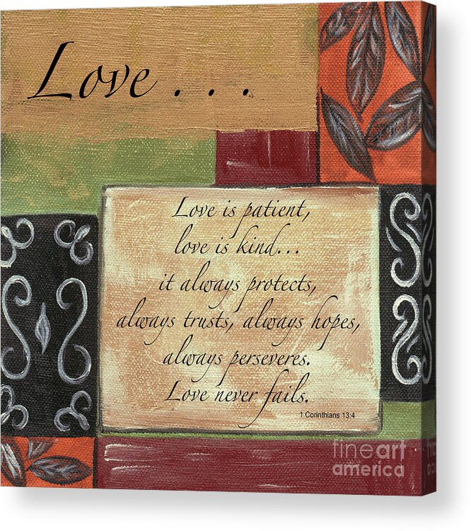 Love Acrylic Print featuring the painting Words To Live By Love by Debbie DeWitt