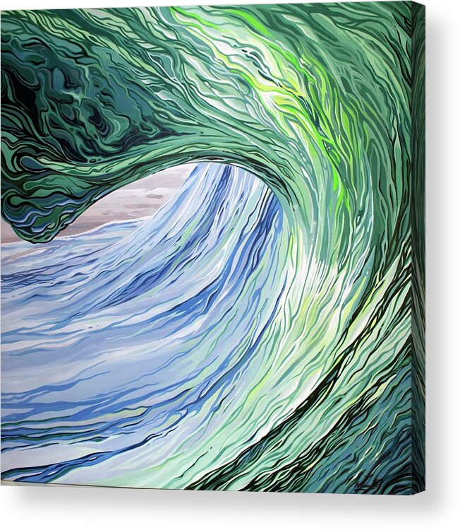 Surf Art Acrylic Print featuring the painting Wrap Around by William Love