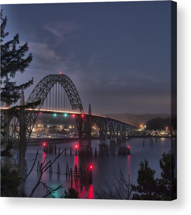 Yaquina Acrylic Print featuring the photograph Yaquina Night Crossing by HW Kateley