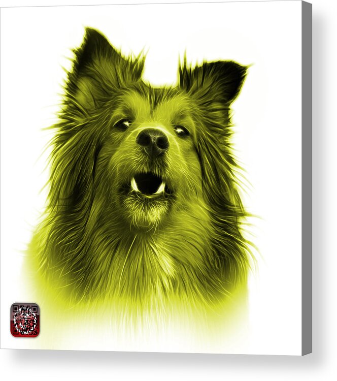 Sheltie Acrylic Print featuring the painting Yellow Sheltie Dog Art 0207 - WB by James Ahn