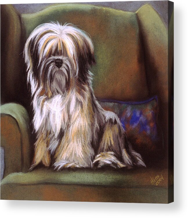 Purebred Acrylic Print featuring the pastel You Are In My Spot Again by Barbara Keith