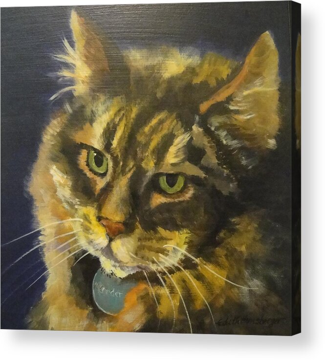 Cat Acrylic Print featuring the painting You too Meander by Edith Hunsberger