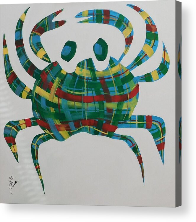 Nautical Acrylic Print featuring the painting You're Such a Crab by Terri Einer