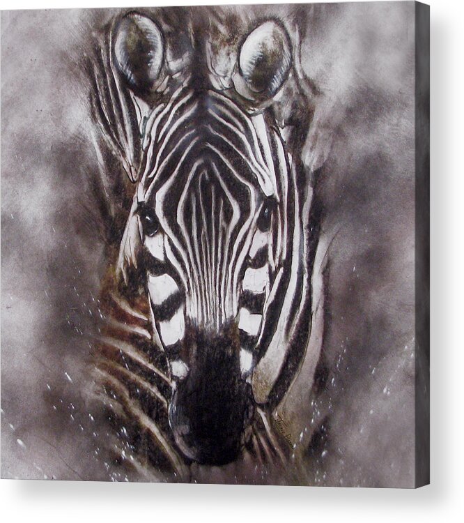 Canvas Prints Acrylic Print featuring the painting Zebra splash by Jackie Flaten