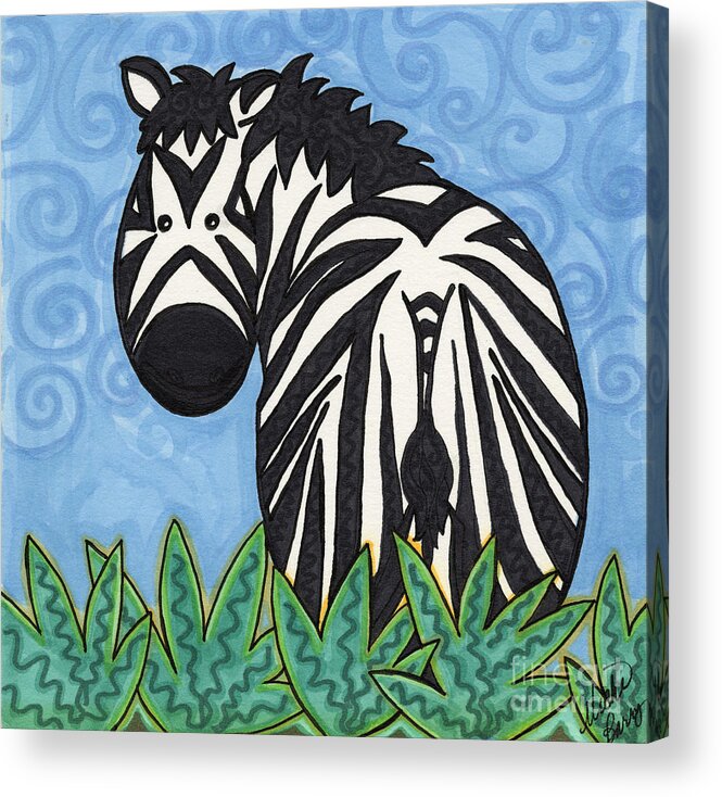 Jungle Animals Acrylic Print featuring the painting Zebra by Vicki Baun Barry