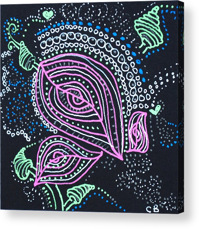 Caregiver Acrylic Print featuring the drawing Zentangle Flower by Carole Brecht