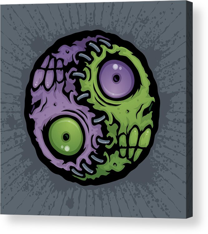 Zombie Acrylic Print featuring the digital art Zombie Yin-Yang by John Schwegel