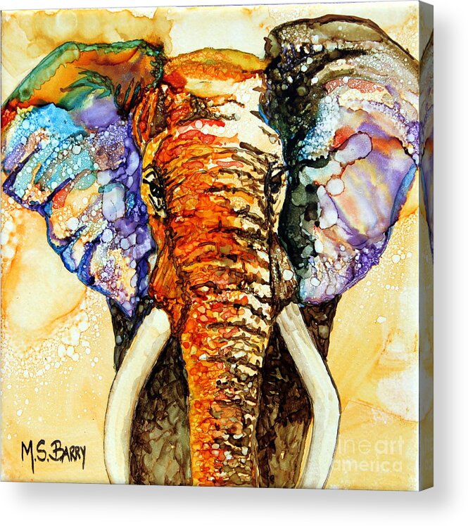 Elephant Acrylic Print featuring the painting Zulu by Maria Barry