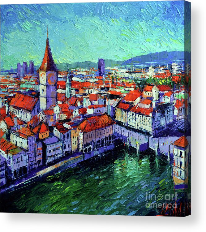 Zurich View Acrylic Print featuring the painting Zurich View by Mona Edulesco