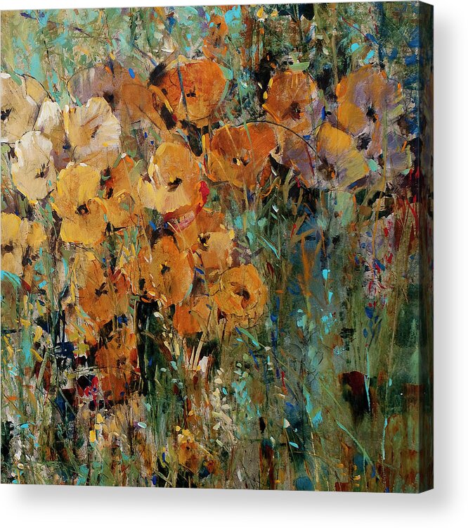 Modern Acrylic Print featuring the painting Amber Poppy Field II by Tim Otoole