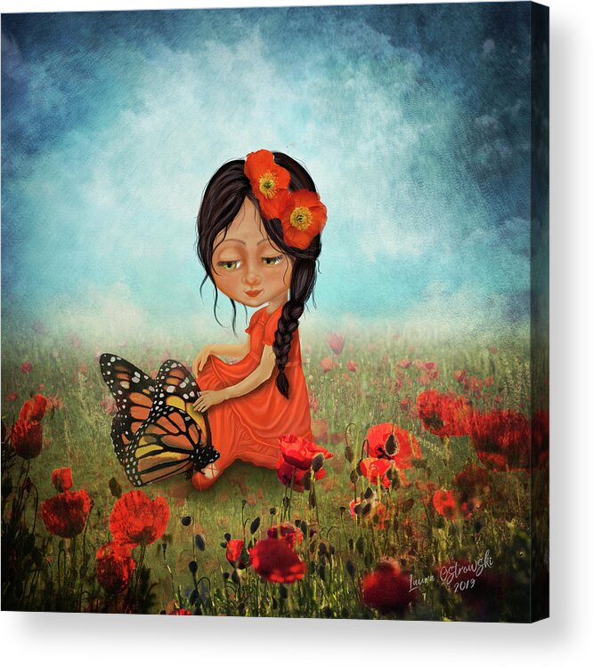 Butterfly Whisperer Acrylic Print featuring the digital art Butterfly Whisperer by Laura Ostrowski