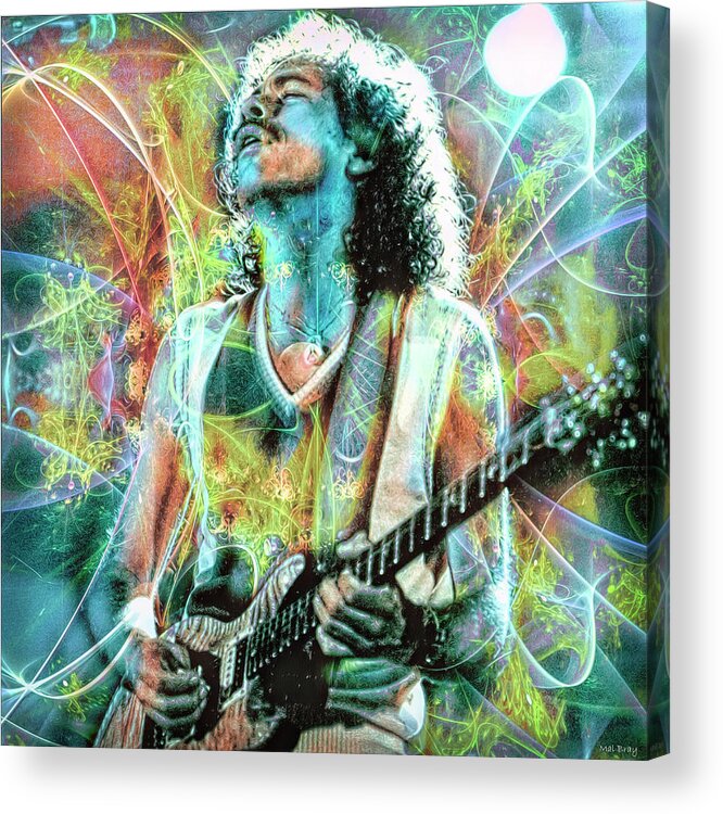 Carlos Santana Acrylic Print featuring the mixed media Carlos Santana #2 by Mal Bray