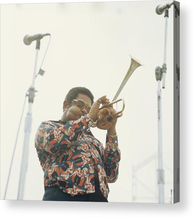 Concert Acrylic Print featuring the photograph Dizzy Gillespie Performs At Newport #1 by David Redfern