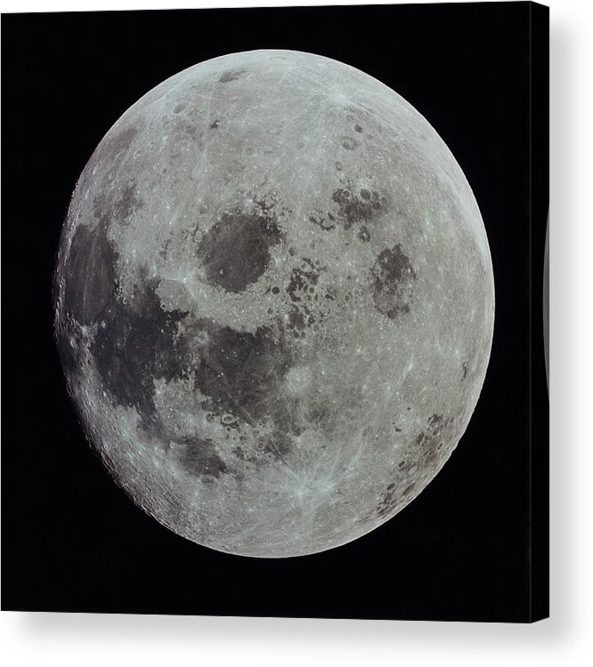 Black Background Acrylic Print featuring the photograph Full Moon #1 by Nasa