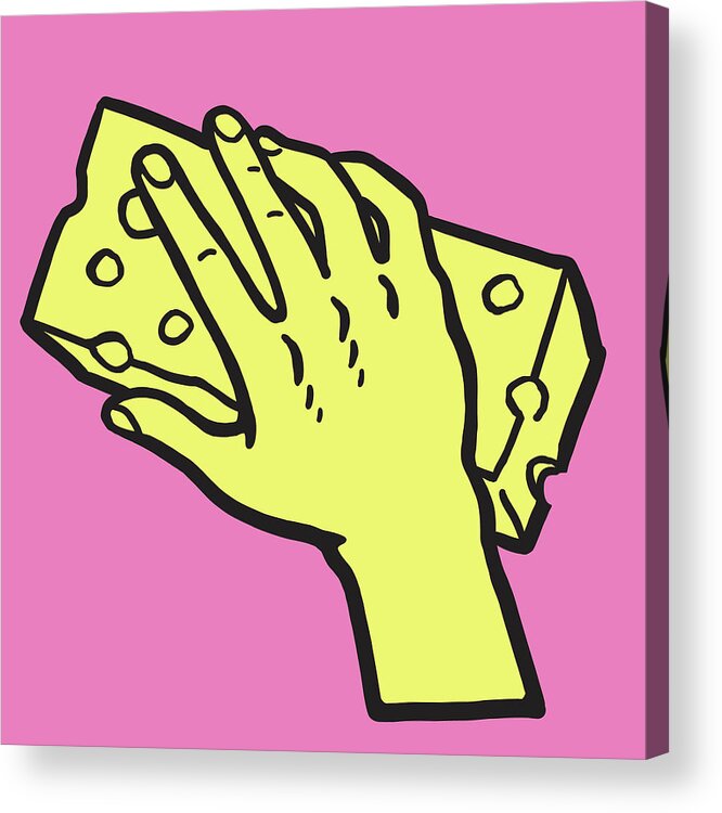 Campy Acrylic Print featuring the drawing Hand Holding a Sponge #1 by CSA Images