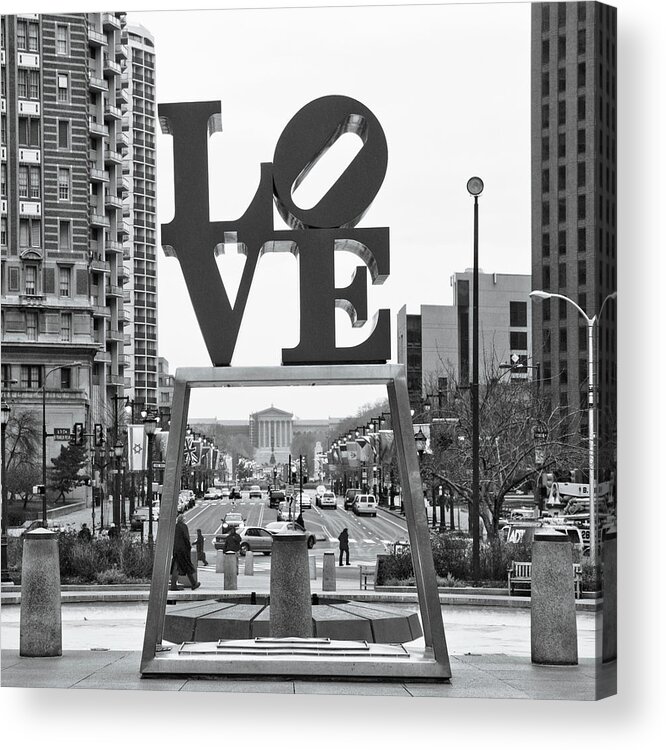Urban Scenes Acrylic Print featuring the mixed media Love #1 by Erin Clark