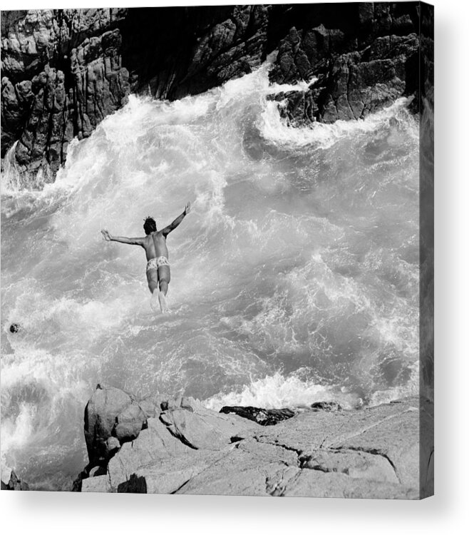 Diving Into Water Acrylic Print featuring the photograph Pacific Diver #1 by Evans