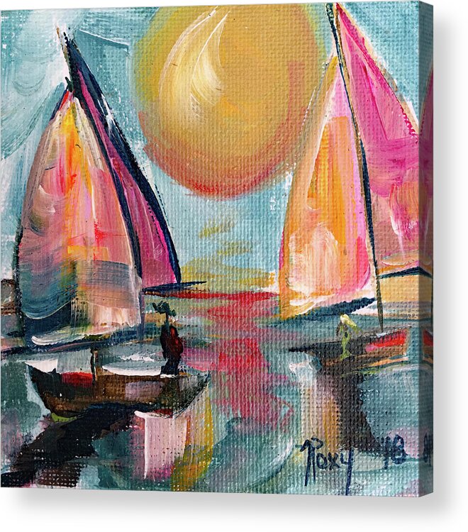 Harbor Acrylic Print featuring the painting Sail away with me by Roxy Rich