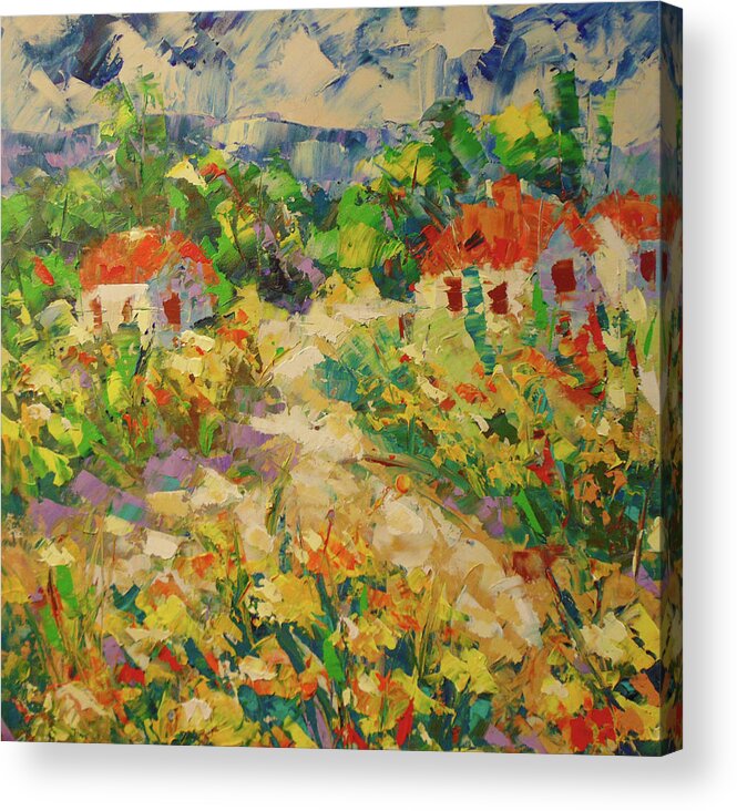 South Of France Acrylic Print featuring the painting Sunflowers Provence #1 by Frederic Payet