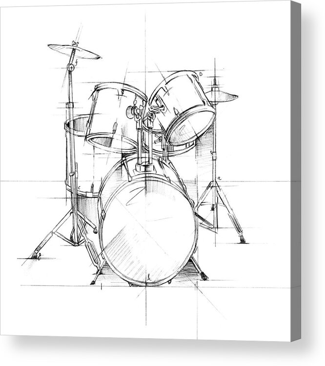 Entertainment Acrylic Print featuring the painting Drum Sketch #2 by Ethan Harper