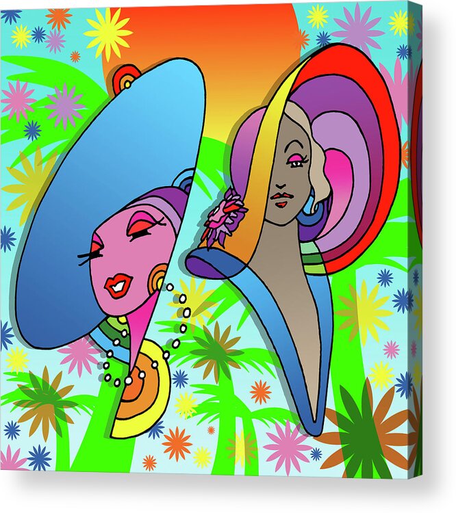 2-ladies Acrylic Print featuring the digital art 2-ladies by Howie Green