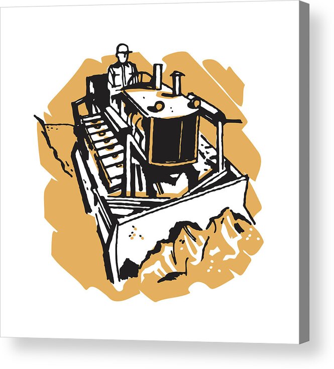Build Acrylic Print featuring the drawing Man Driving Bulldozer #2 by CSA Images