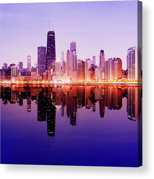 Lake Michigan Acrylic Print featuring the photograph Downtown Chicago City Skyline In #3 by Deejpilot