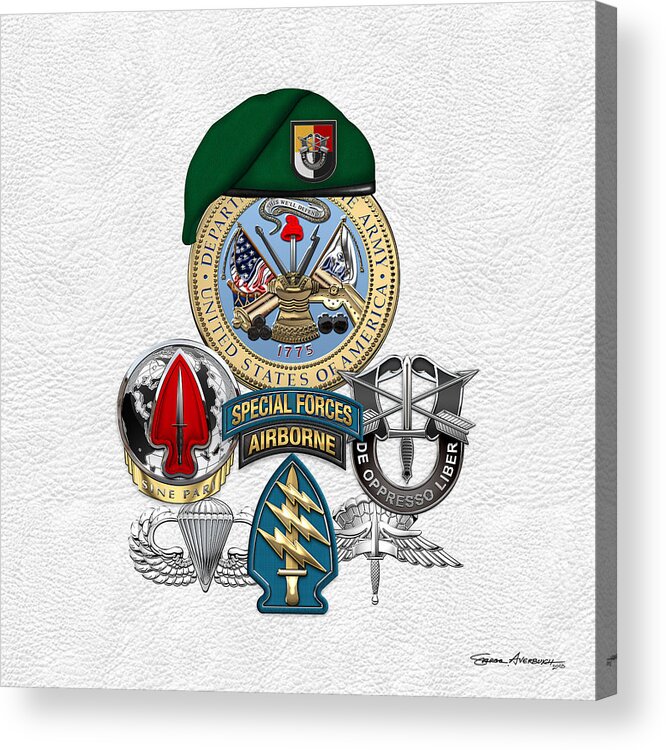  ‘u.s. Army Special Forces’ Collection By Serge Averbukh Acrylic Print featuring the digital art 3rd Special Forces Group - Green Berets Special Edition by Serge Averbukh