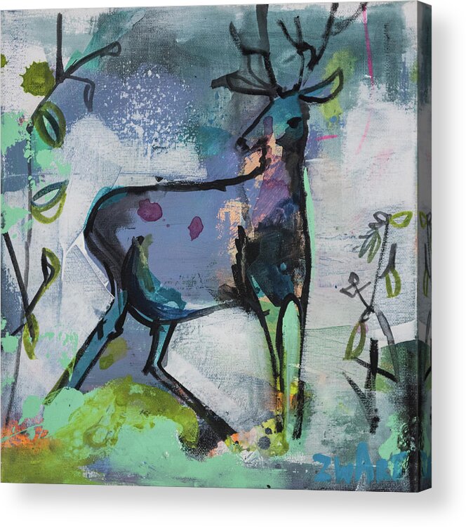 Dare To Deer Acrylic Print featuring the painting 4316 Dare To Deer by Zwart