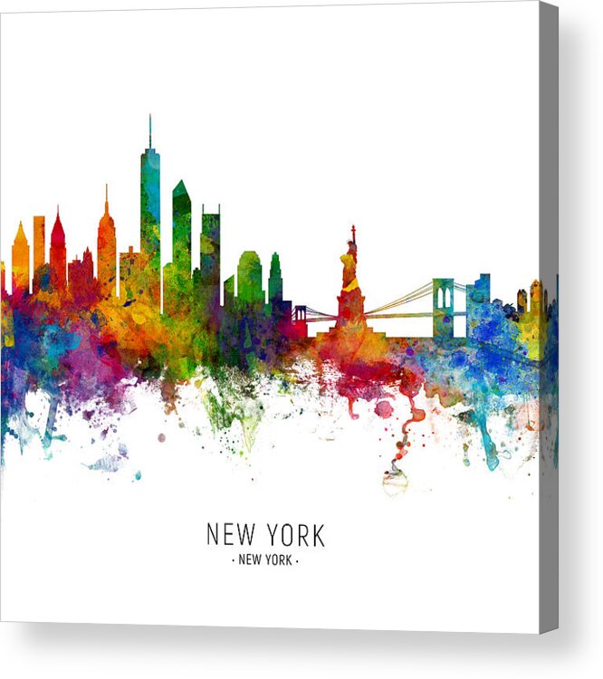 New York Acrylic Print featuring the photograph New York Skyline by Michael Tompsett
