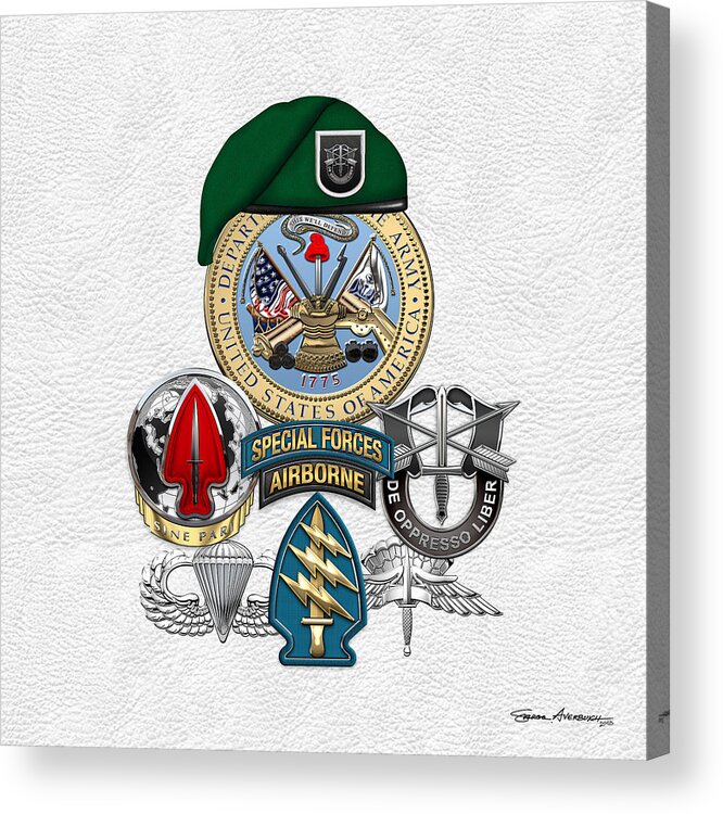 ‘u.s. Army Special Forces’ Collection By Serge Averbukh Acrylic Print featuring the digital art 5th Special Forces Group - Green Berets Special Edition by Serge Averbukh