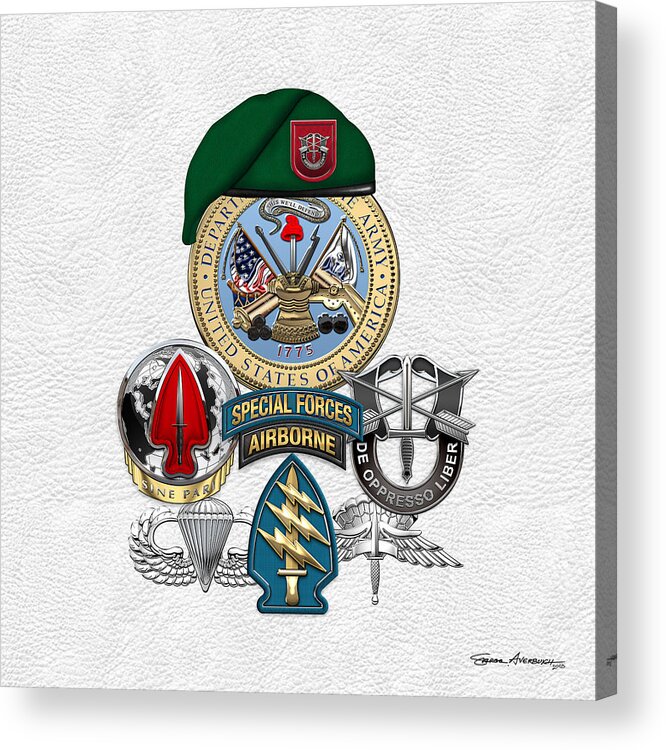 U.s. Army Special Forces Collection By Serge Averbukh Acrylic Print featuring the digital art 7th Special Forces Group - Green Berets Special Edition by Serge Averbukh